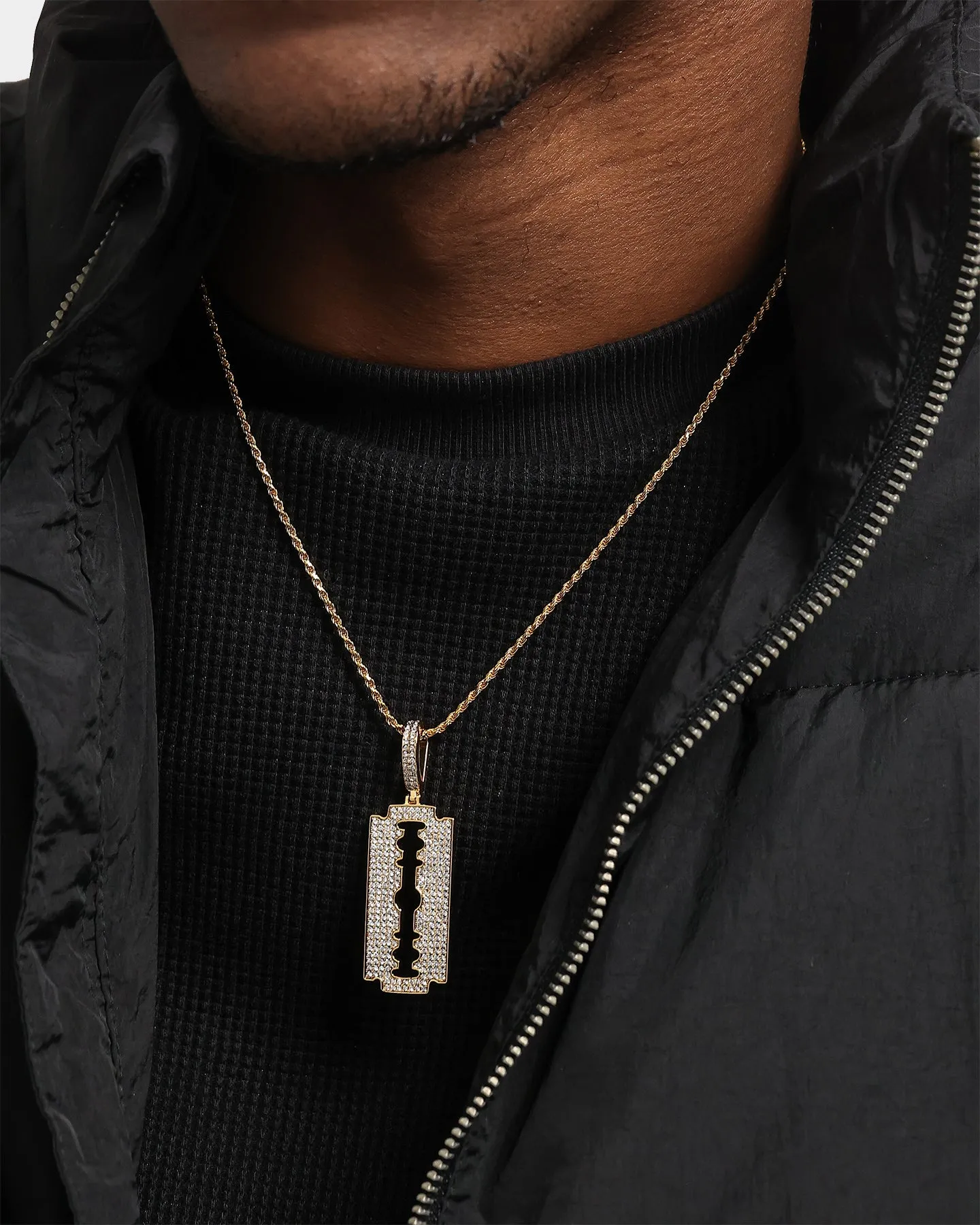 Saint Morta Iced Razor Pendant Iced Gold