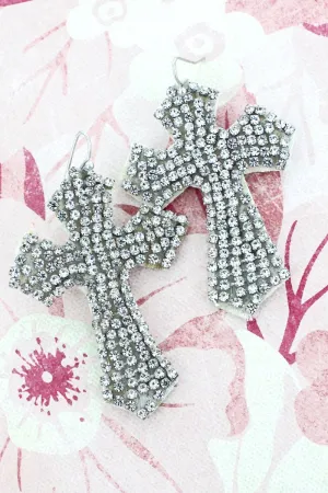 SALE! Crystal Encrusted Cross Earrings