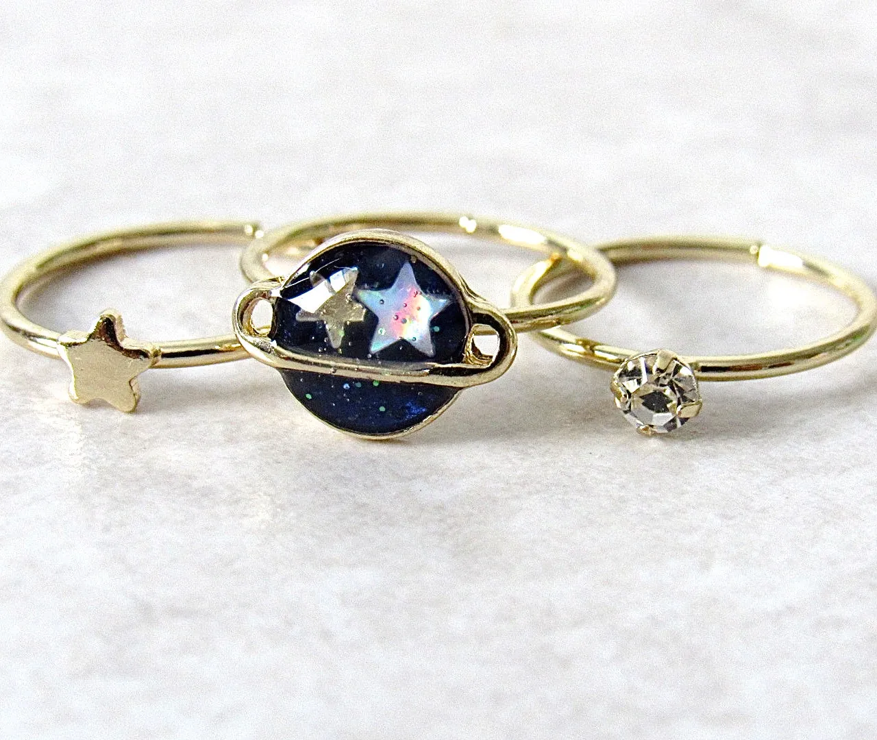 Saturn Star Midi Ring Set (3pc)