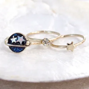 Saturn Star Midi Ring Set (3pc)