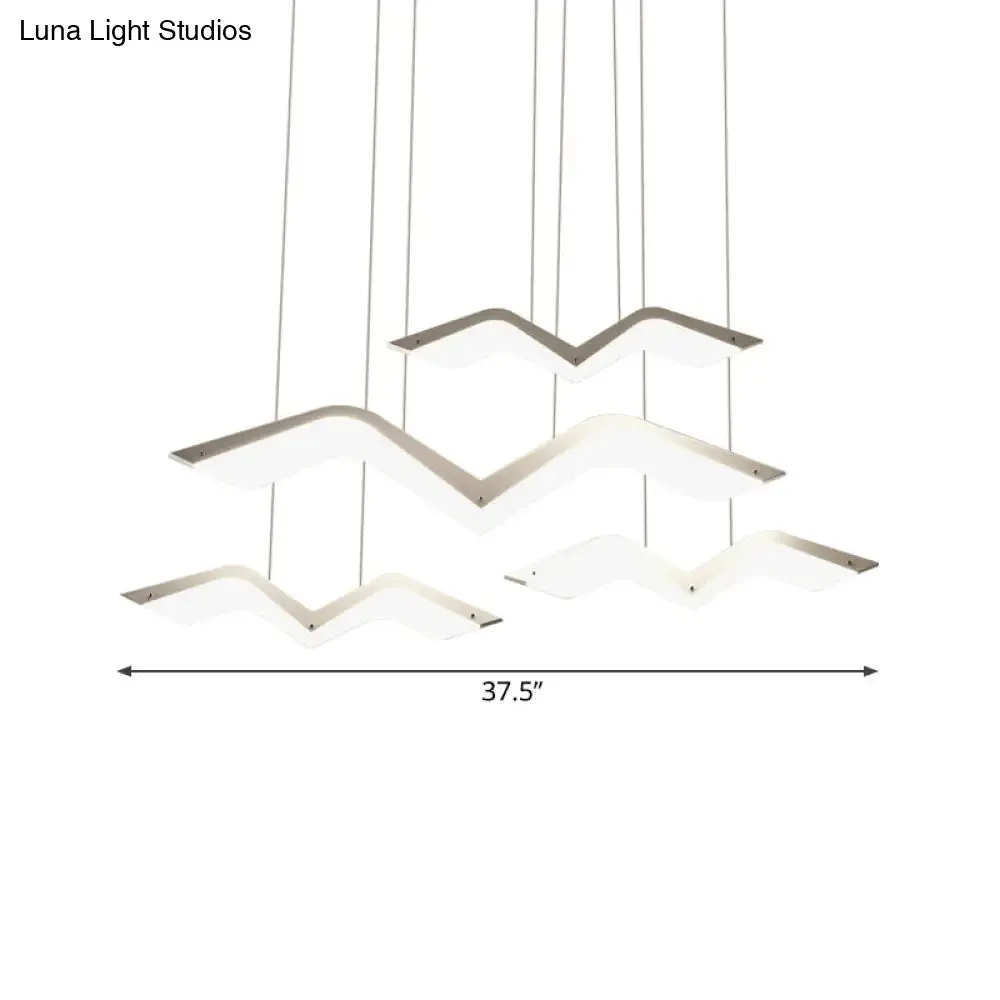 Seagull Multi Light Pendant LED Hanging Lamp in Elegant White Acrylic Shade - Choose from 2, 3, 4 or 5 Lights