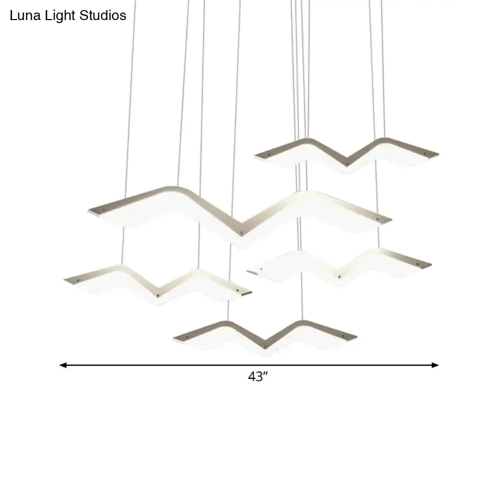 Seagull Multi Light Pendant LED Hanging Lamp in Elegant White Acrylic Shade - Choose from 2, 3, 4 or 5 Lights