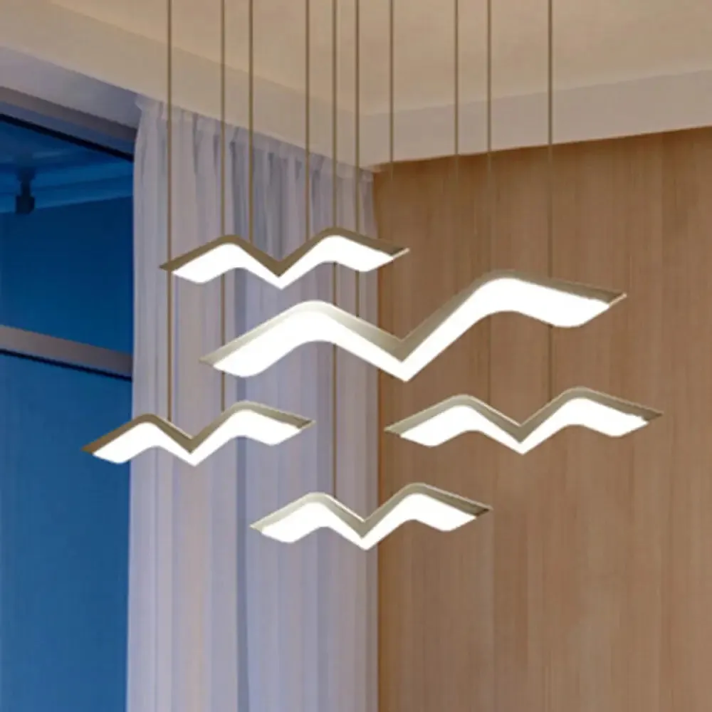 Seagull Multi Light Pendant LED Hanging Lamp in Elegant White Acrylic Shade - Choose from 2, 3, 4 or 5 Lights