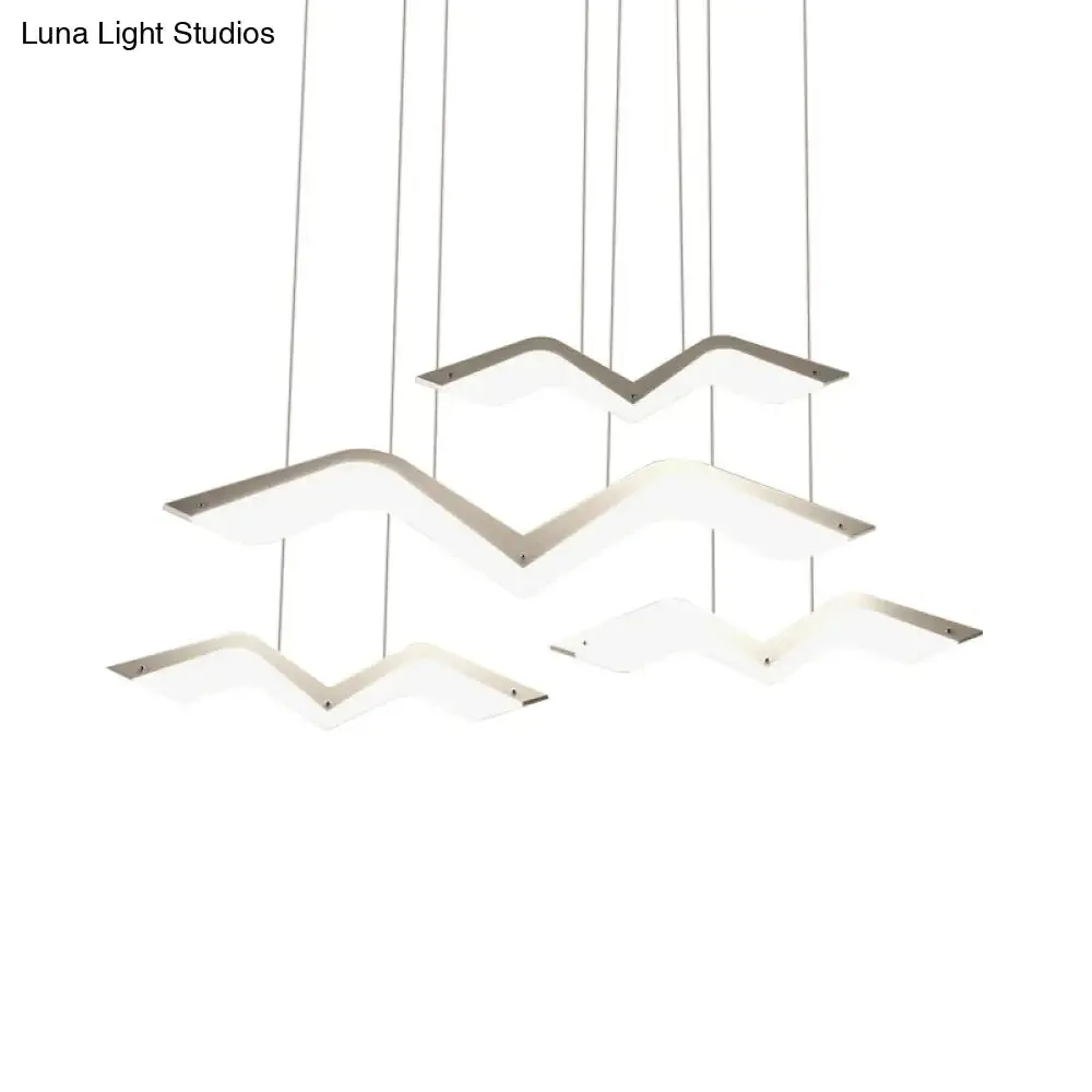 Seagull Multi Light Pendant LED Hanging Lamp in Elegant White Acrylic Shade - Choose from 2, 3, 4 or 5 Lights