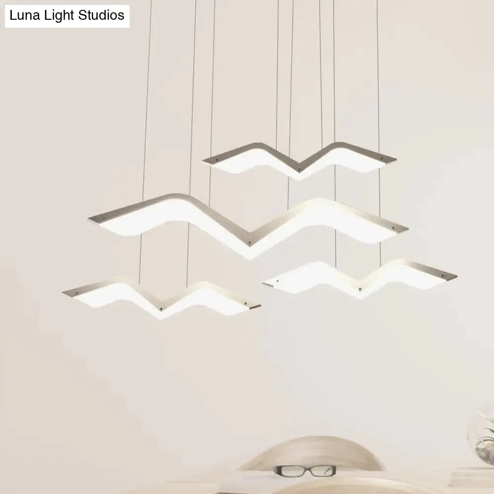 Seagull Multi Light Pendant LED Hanging Lamp in Elegant White Acrylic Shade - Choose from 2, 3, 4 or 5 Lights