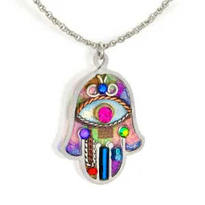 Seeka Iridescent Pastel Hamsa Necklace