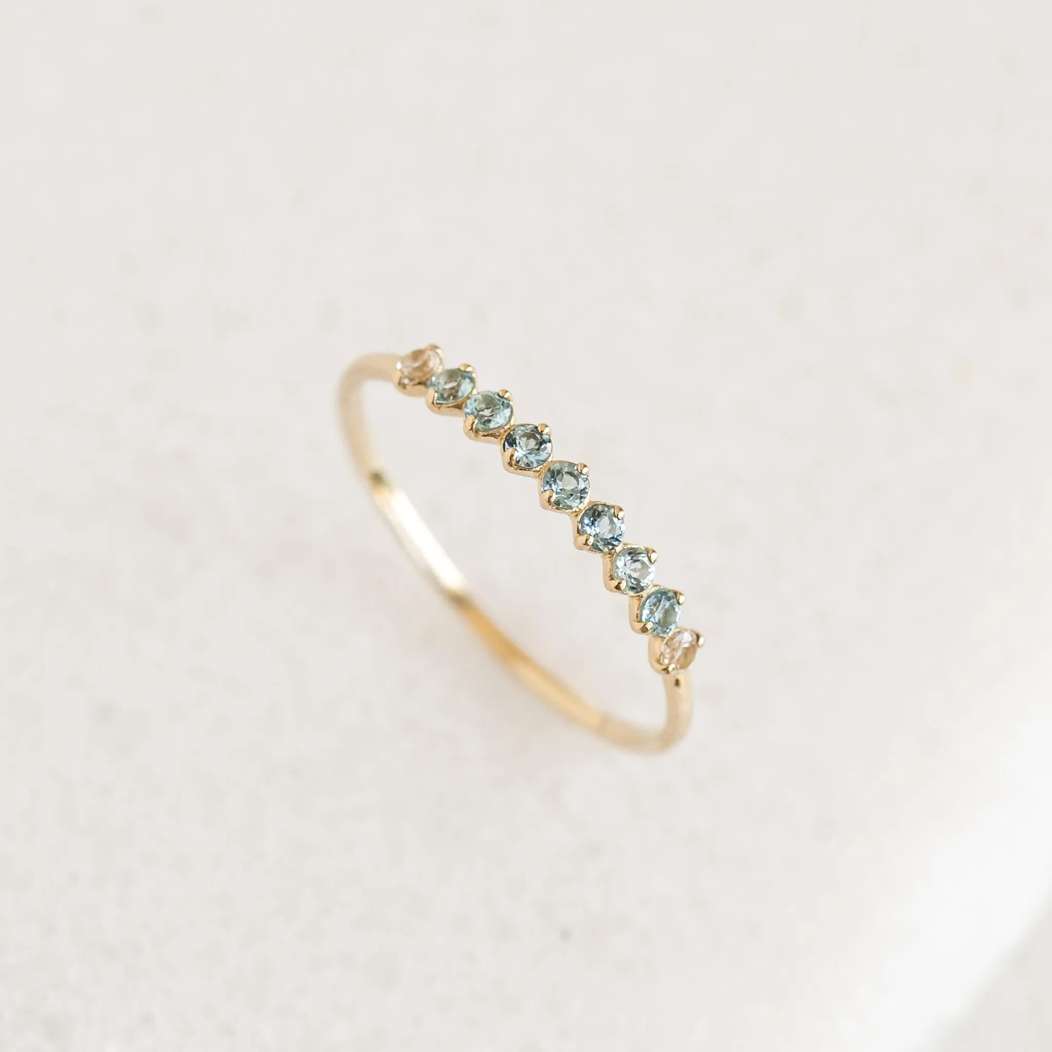 September Birthstone Ring 14k Gold - Ombre London Blue Topaz