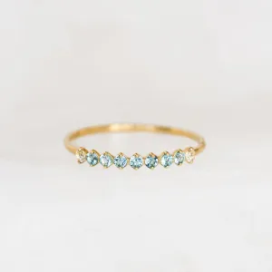 September Birthstone Ring 14k Gold - Ombre London Blue Topaz