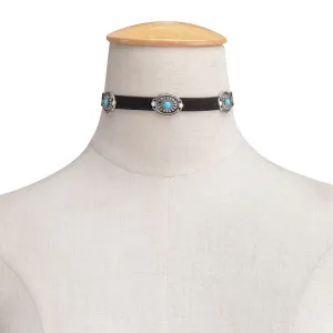 Sexy Sparkles Black & Turquoise Velvet Choker Necklace for Women Girls Gothic Choker Bolo Tie Chokers