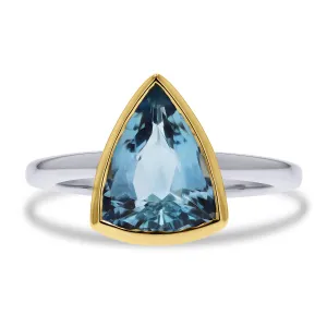 Shield-Cut Blue Topaz Gemstone Ring