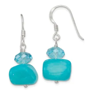 Silver Aquamarine Crystal Blue Jade Earrings