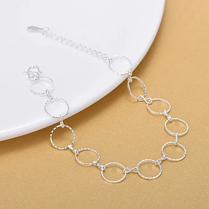 Silver Circle Bracelet Simple Round Anklet