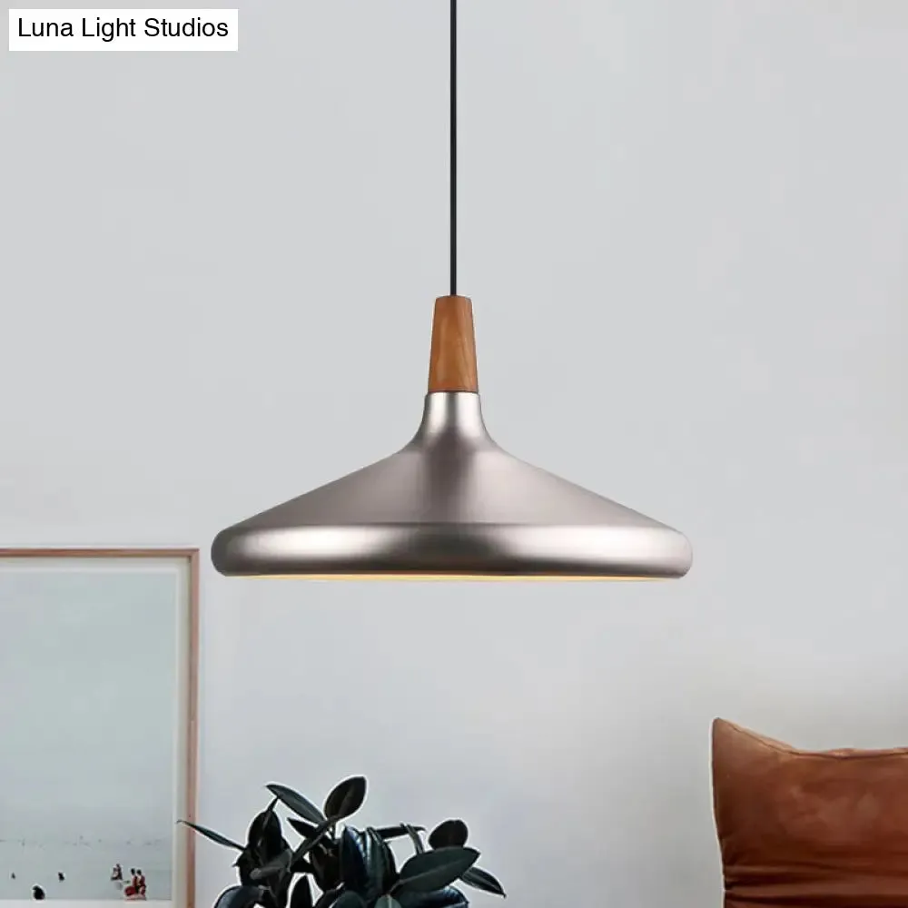 Silver Industrial Cone Ceiling Pendant Light - 1-Light Aluminum Suspension Lamp, 7"/10.5"/16" Wide