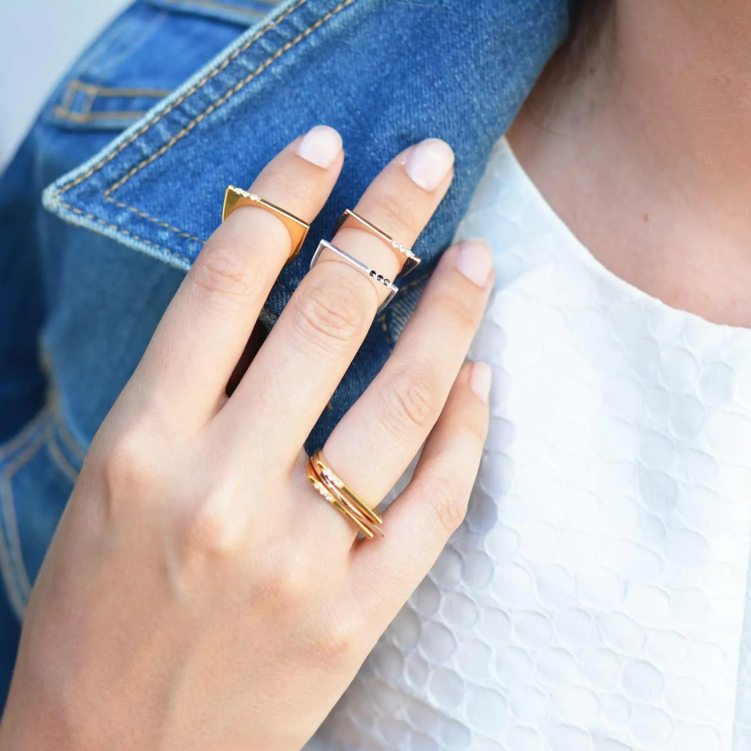 Silver Minerva Bar Stacking Ring