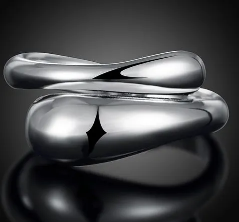 Silver Plated Creative Waterdrop Thumb Finger Open Wrap Rings for Women Girls