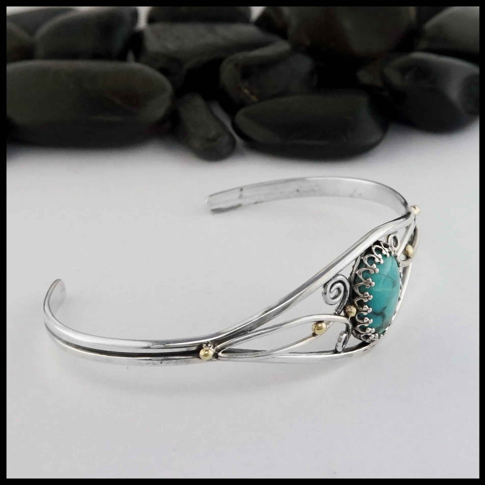 Simple Cuff Bracelet with Turquoise