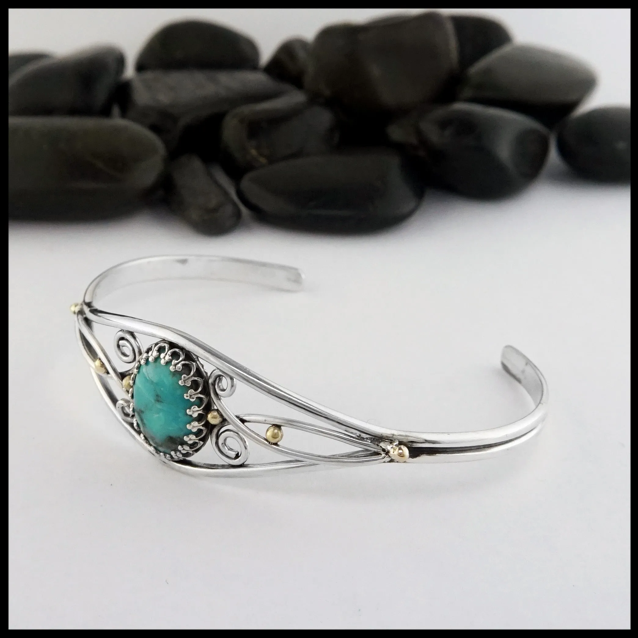 Simple Cuff Bracelet with Turquoise