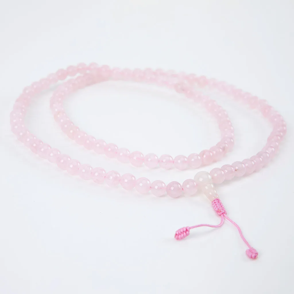 Simple Rose Quartz Mala Necklace