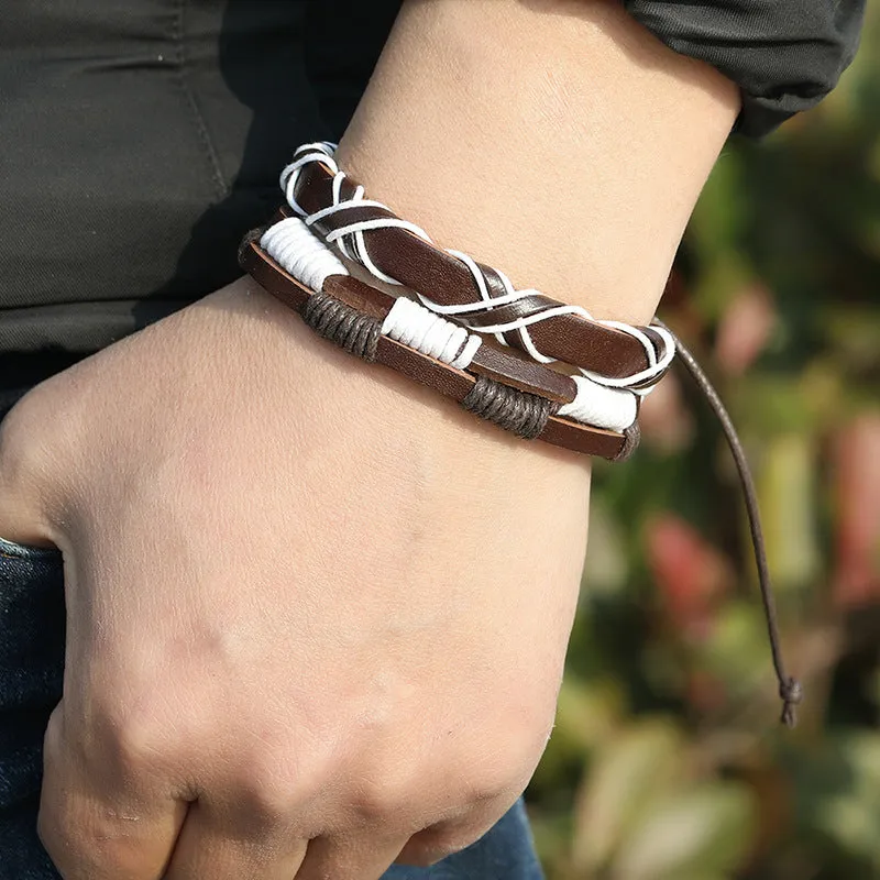 Simple Vintage Weave Leather Bracelet DIY Suit Bracelet