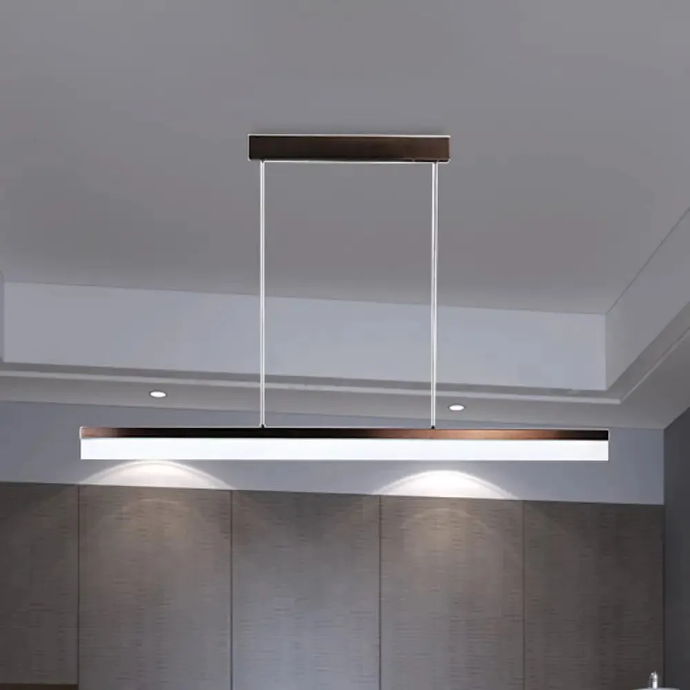 Sleek Black/White/Brown Linear Pendant LED Light in Warm/White/Natural, 31.5"/39"/47" Wide