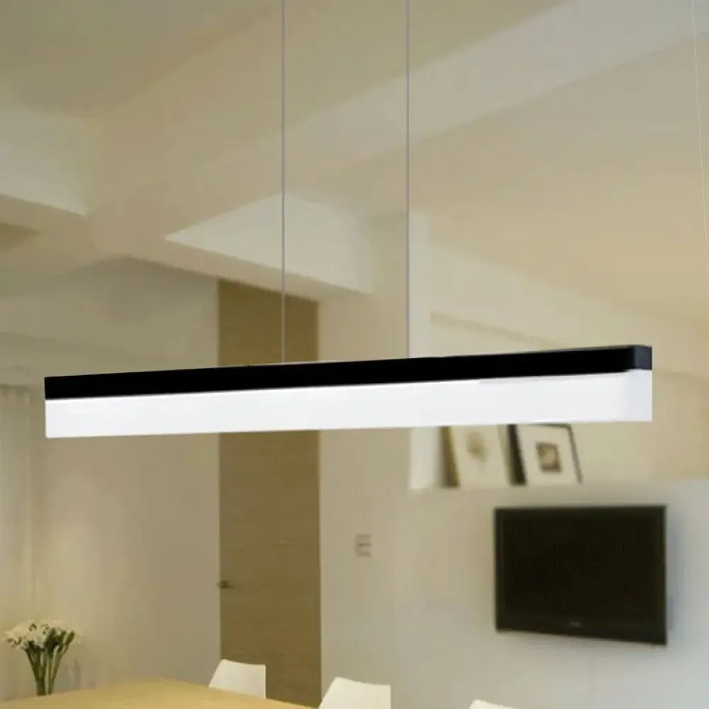 Sleek Black/White/Brown Linear Pendant LED Light in Warm/White/Natural, 31.5"/39"/47" Wide