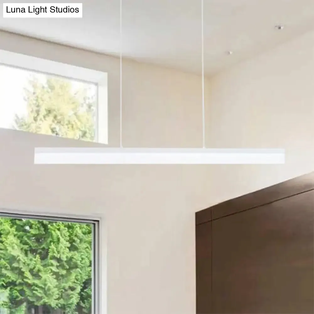 Sleek Black/White/Brown Linear Pendant LED Light in Warm/White/Natural, 31.5"/39"/47" Wide