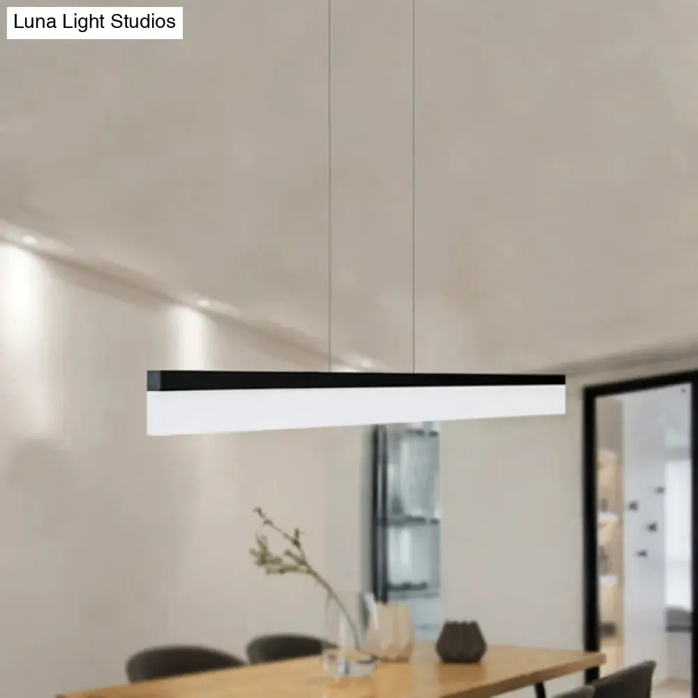 Sleek Black/White/Brown Linear Pendant LED Light in Warm/White/Natural, 31.5"/39"/47" Wide