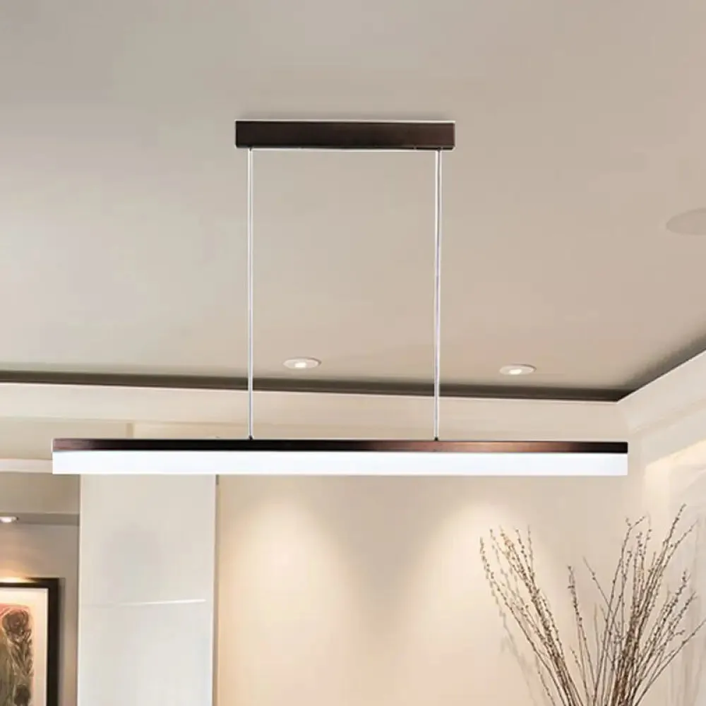 Sleek Black/White/Brown Linear Pendant LED Light in Warm/White/Natural, 31.5"/39"/47" Wide