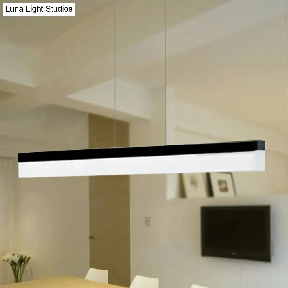 Sleek Black/White/Brown Linear Pendant LED Light in Warm/White/Natural, 31.5"/39"/47" Wide