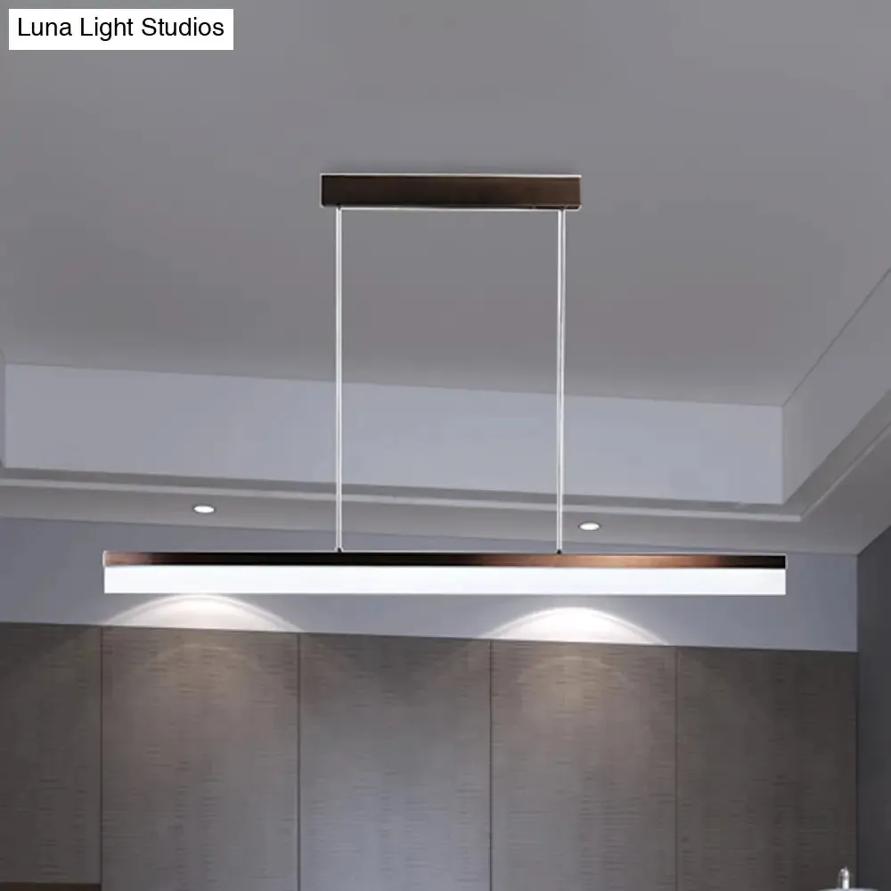 Sleek Black/White/Brown Linear Pendant LED Light in Warm/White/Natural, 31.5"/39"/47" Wide