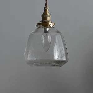 Sleek Bubbled Glass Pendant Light with Tapered Design - Perfect for Restaurants - 1-Bulb Fixture