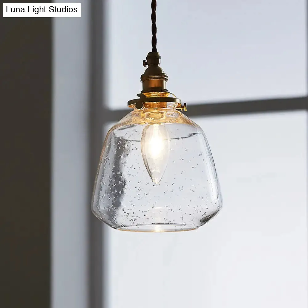 Sleek Bubbled Glass Pendant Light with Tapered Design - Perfect for Restaurants - 1-Bulb Fixture