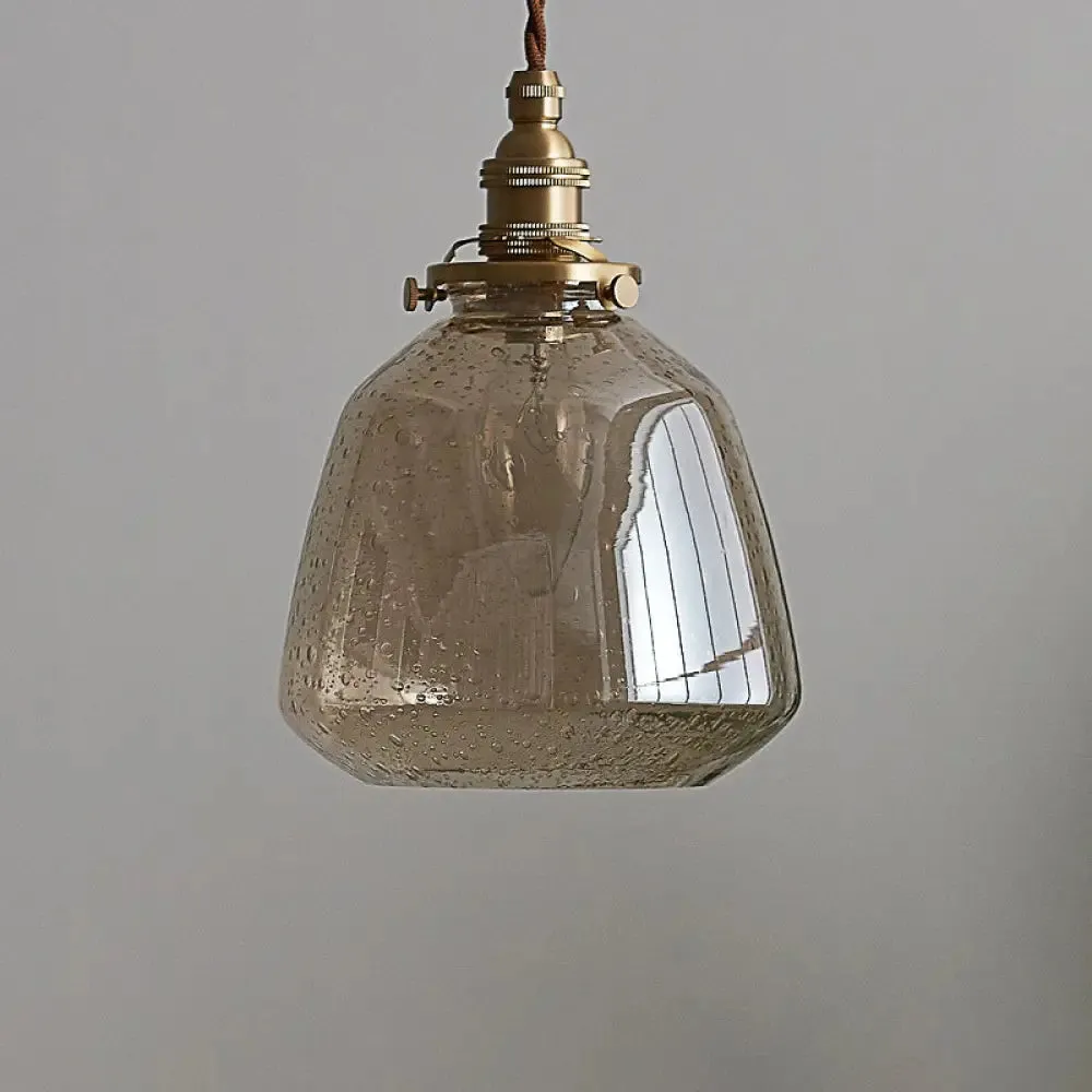 Sleek Bubbled Glass Pendant Light with Tapered Design - Perfect for Restaurants - 1-Bulb Fixture