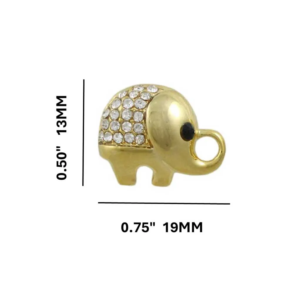 Small Gold Crystal Chubby Elephant Pierced Earring - REC535