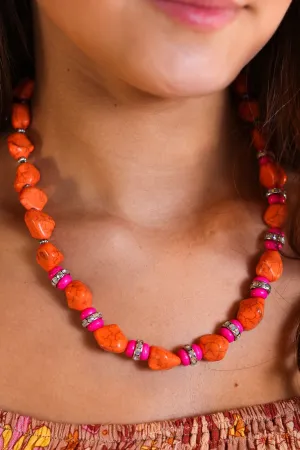 So Charming Natural Orange Stone Necklace