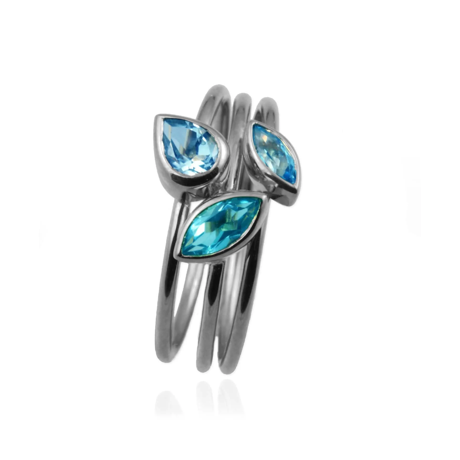 Stacking Rings with blue topaz