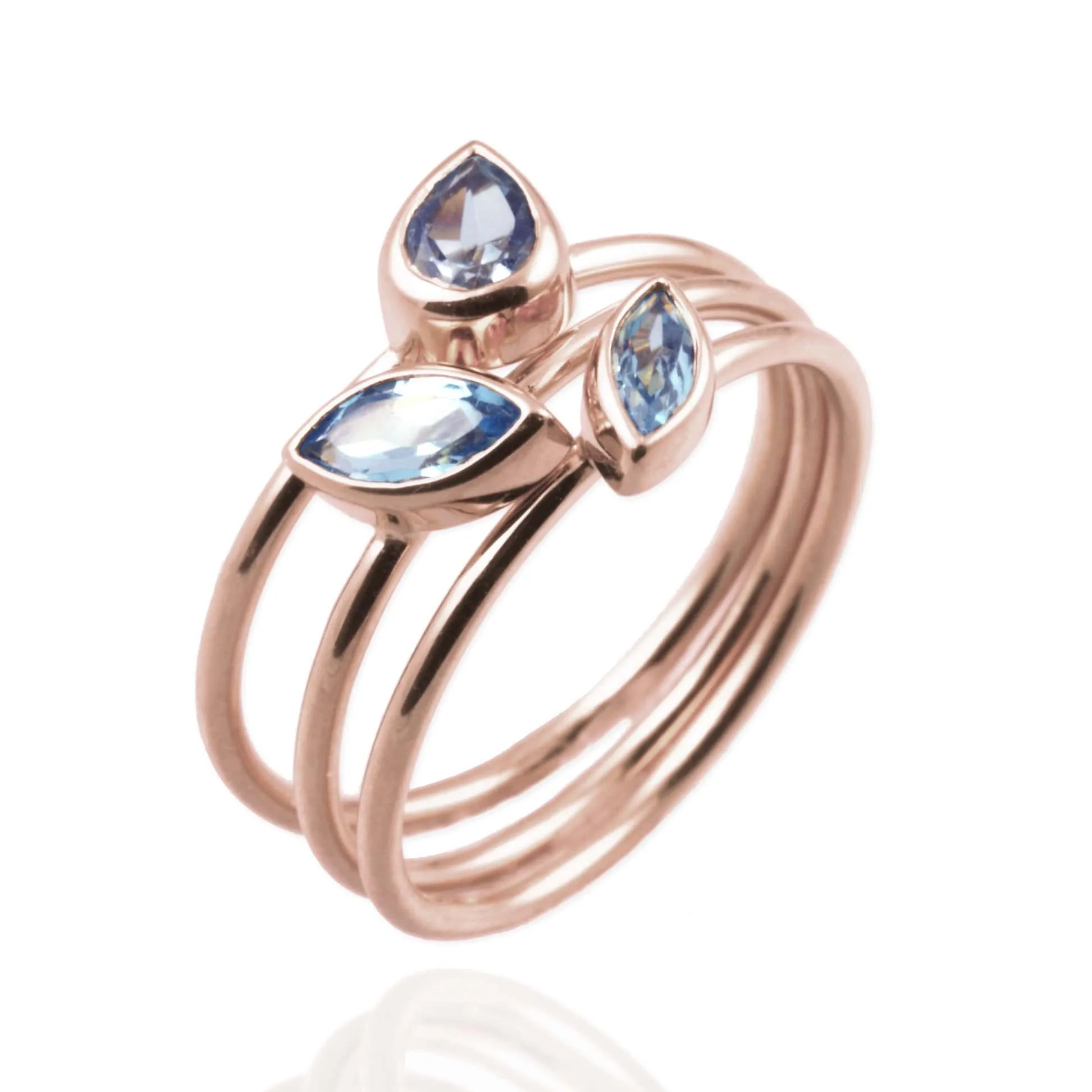 Stacking Rings with blue topaz