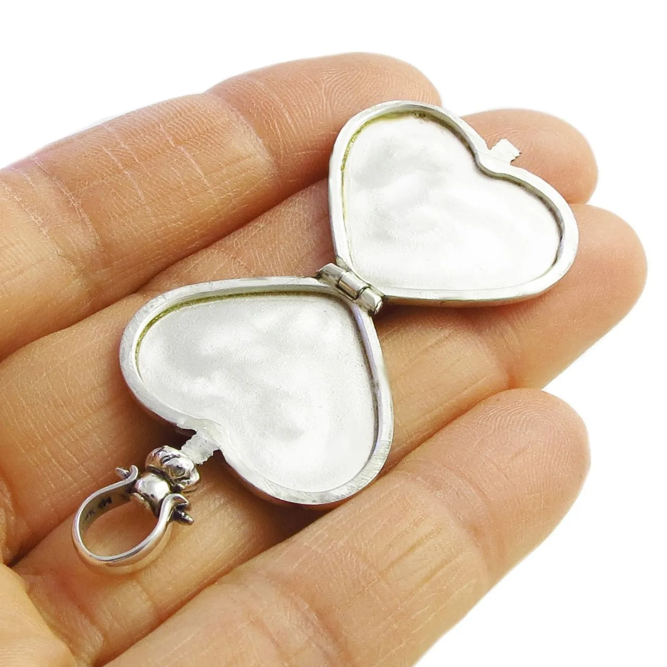 Sterling 925 Silver Heart Shaped Locket Open Pendant