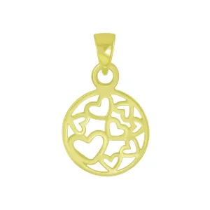 Sterling Silver 14kt Yellow Gold Plated Hearts Pendant