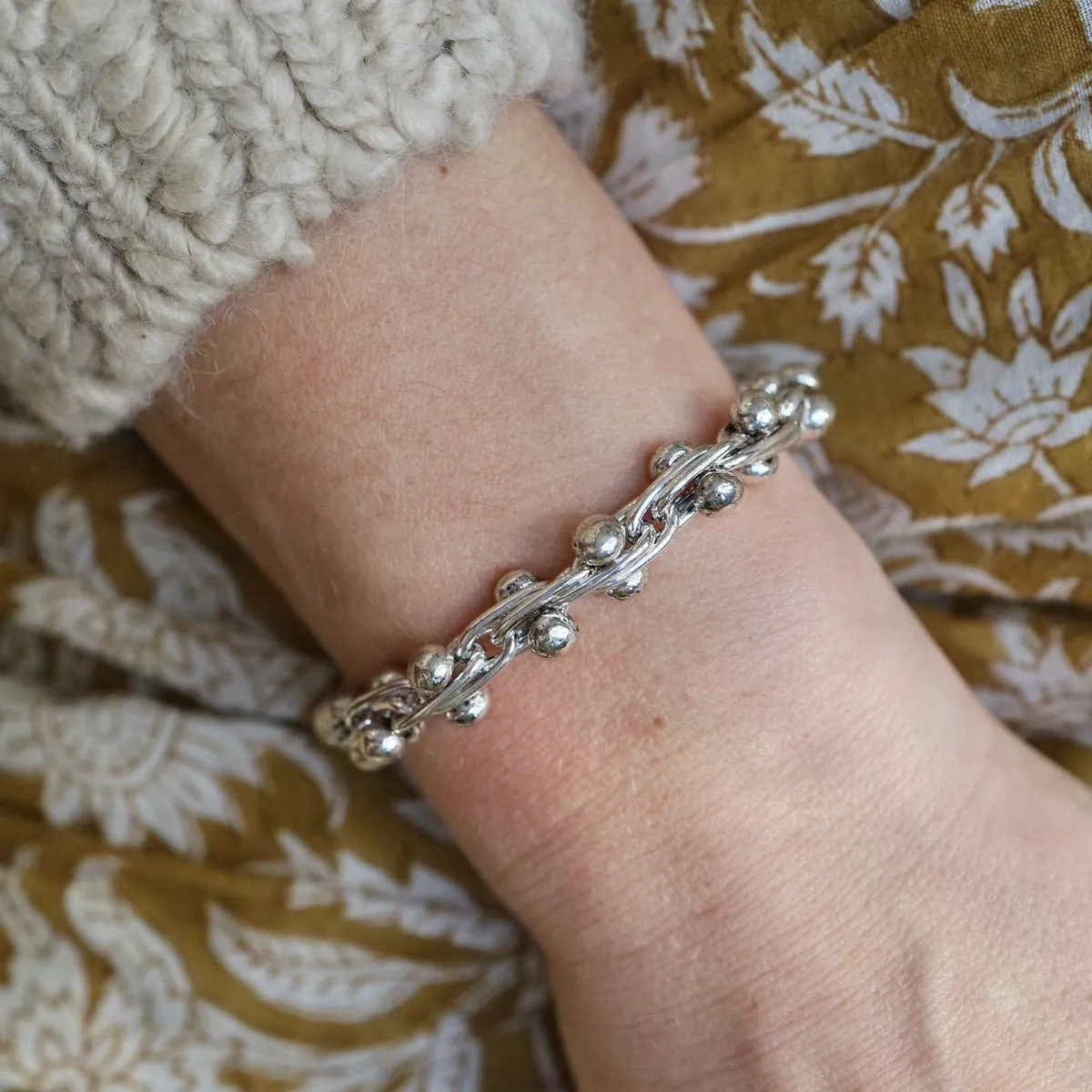 Sterling Silver Barbell Chain Bracelet