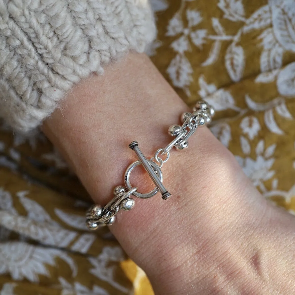 Sterling Silver Barbell Chain Bracelet