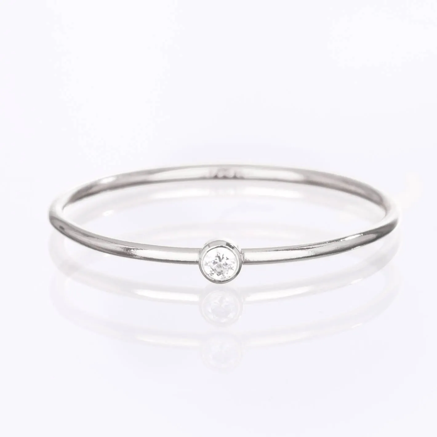 Sterling Silver CZ Minimalist Diamond Ring, Valentines Day,