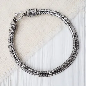 Sterling Silver Flat Woven Bali Chain Bracelet