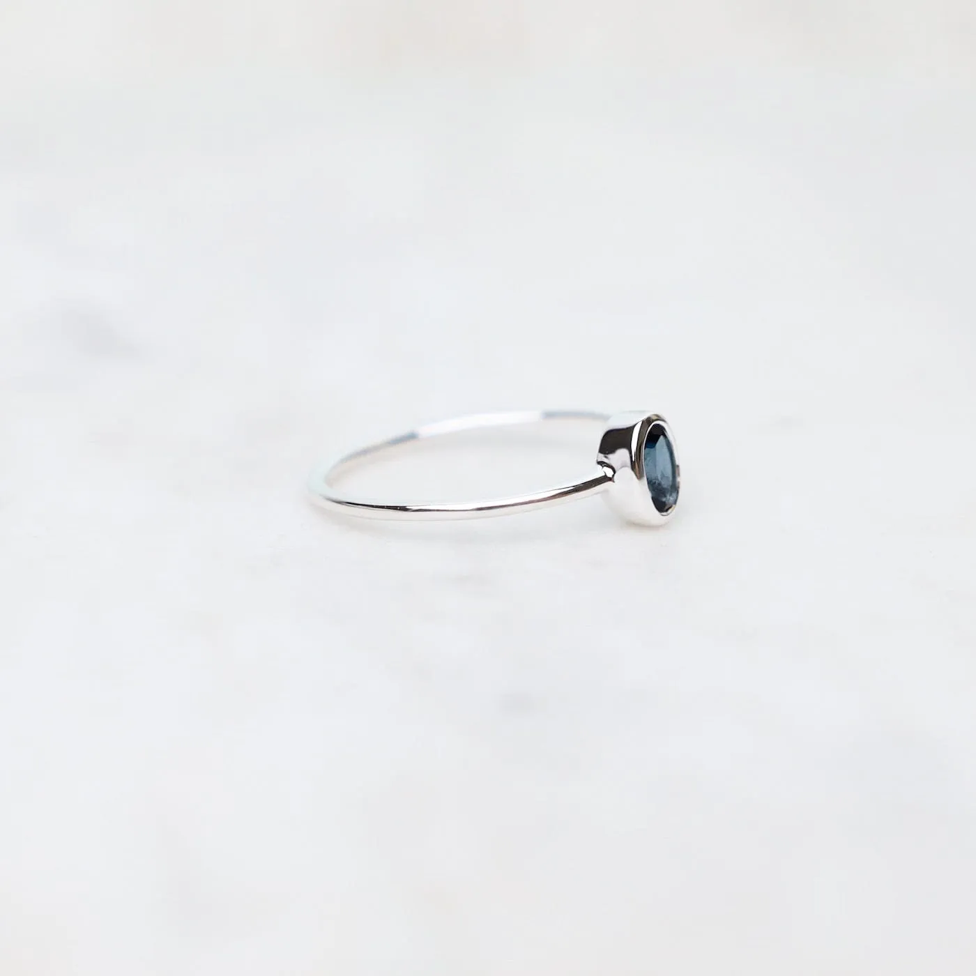 Sterling Silver Oval Bezel Set London Blue Topaz Ring