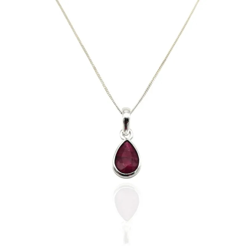 Sterling Silver Ruby Droplet Pendant