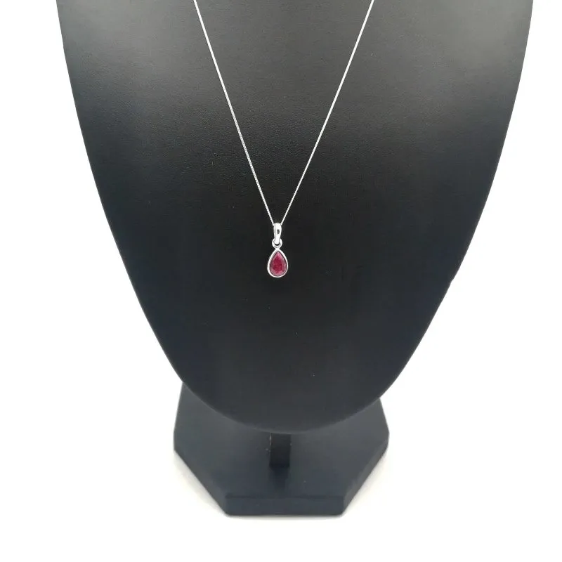 Sterling Silver Ruby Droplet Pendant