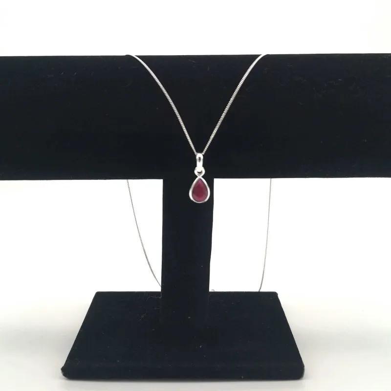 Sterling Silver Ruby Droplet Pendant