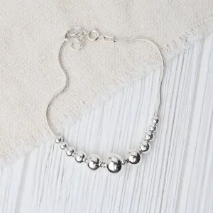 Sterling Silver Snake Chain with Graduating Balls Bracelet