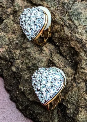 Swarovski Crystal Heart Shaped Clip On Earrings.