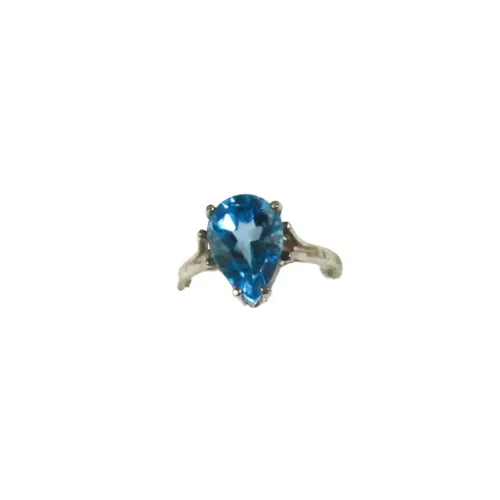 Swiss Blue Pear Cut Topaz Ring Size 8